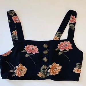 American Eagle black floral crop top Size XS